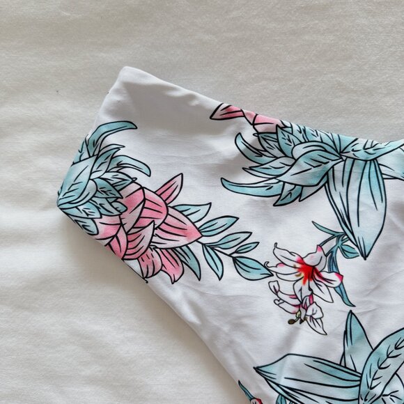 Zaful bikini bottoms white floral bathing suit medium us size 6 swimsuit women's - Picture 6 of 11